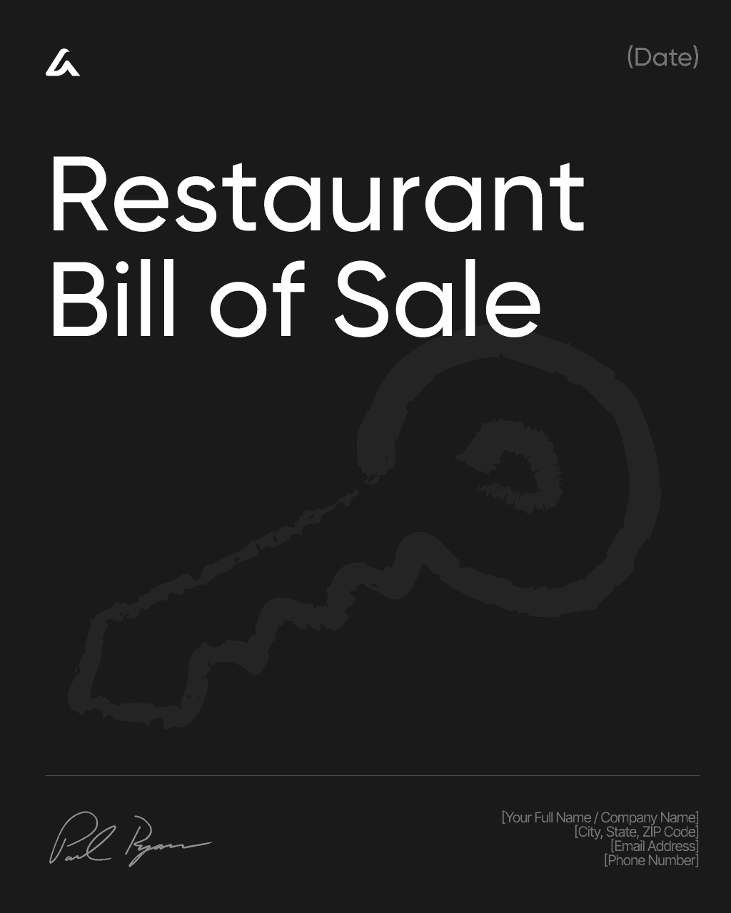 Restaurant Bill of Sale
