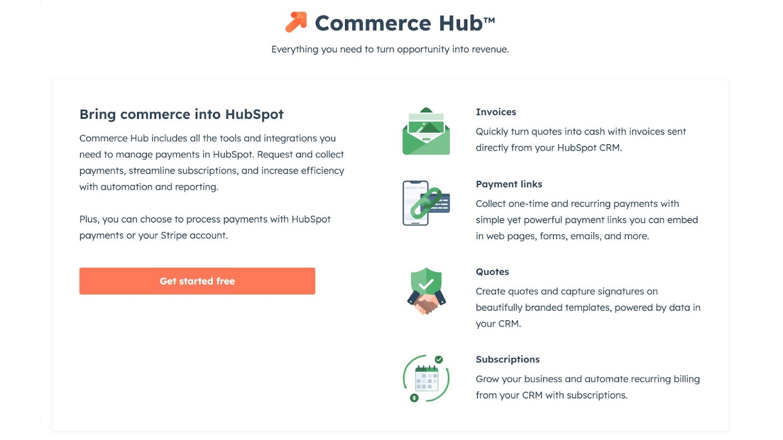 HubSpot's Commerce Hub feature overview