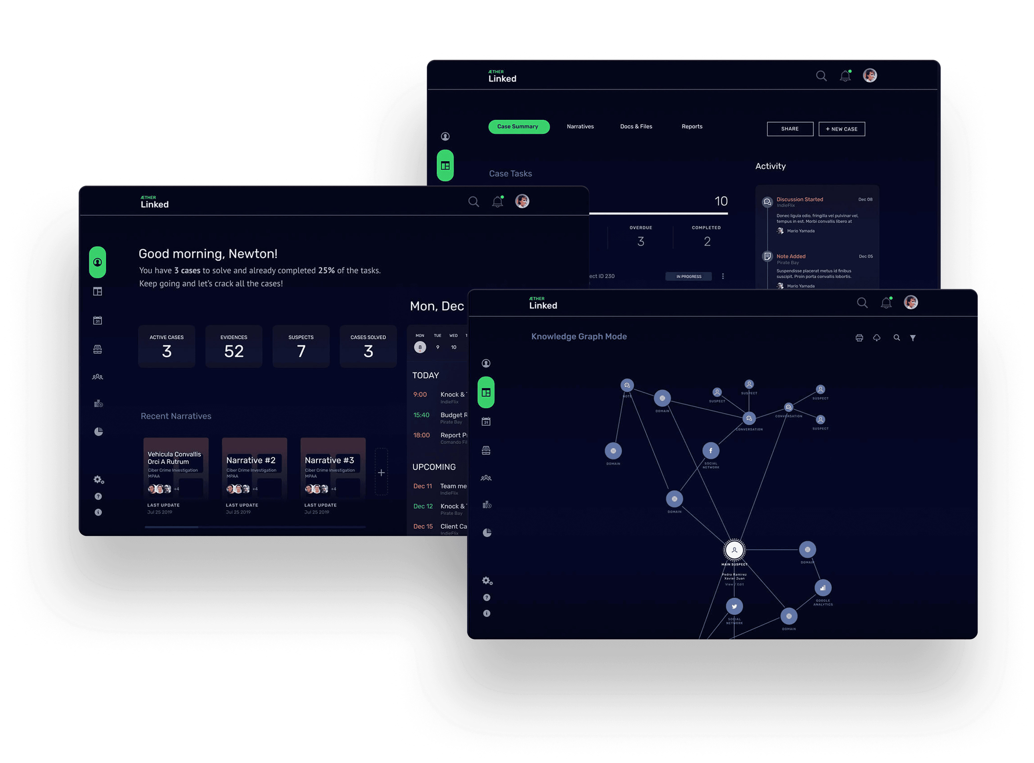3 user interfaces for a cybersecurity software