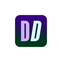 Purple and green gradient icon with bold white "DD" letters.
