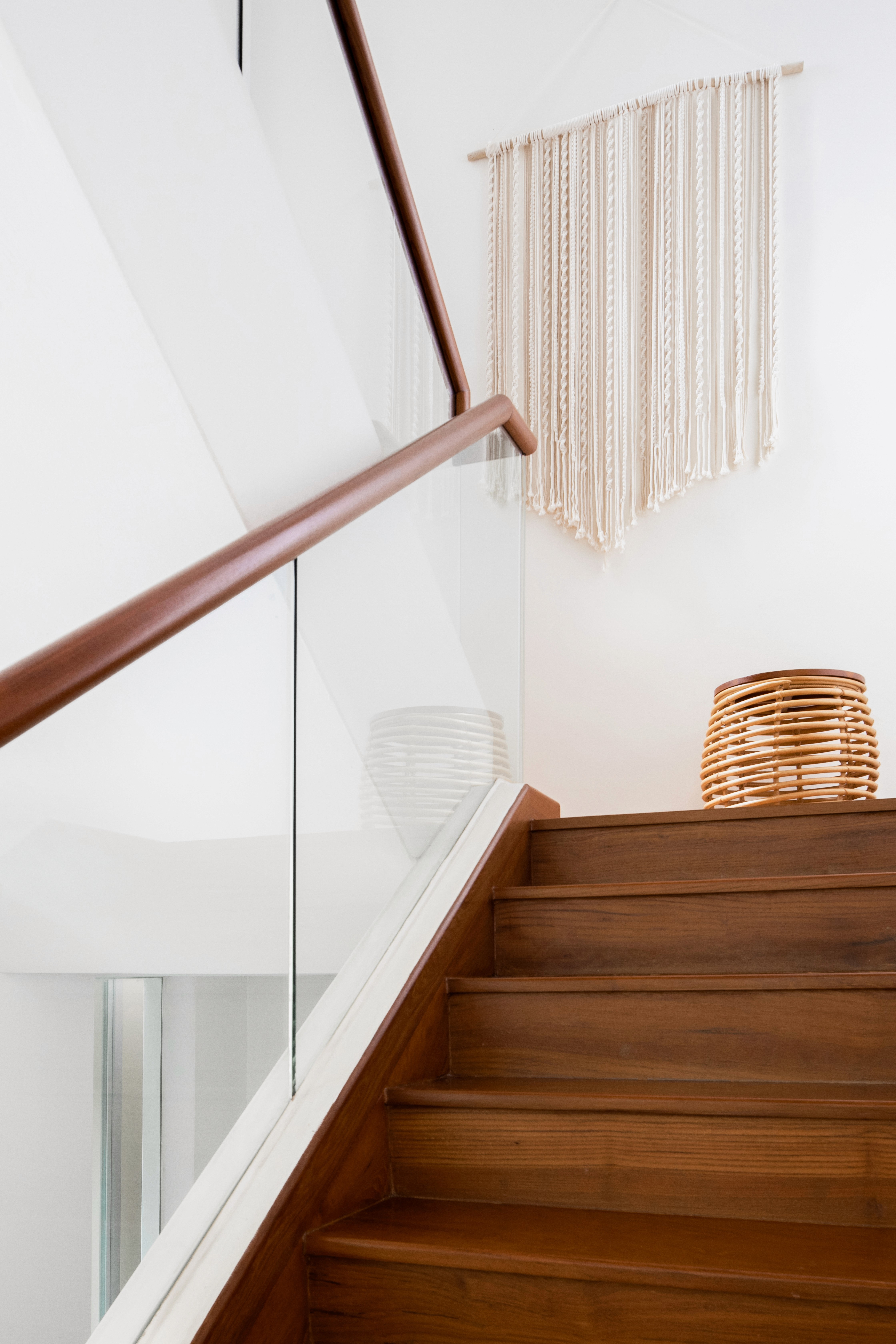Boho chic stairs with accessories by Ventura & Los Angeles interior designer Jubilee Interiors