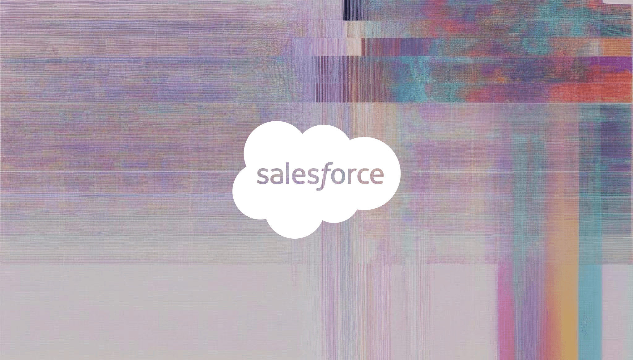 Pixelated background with Salesforce logo in it.