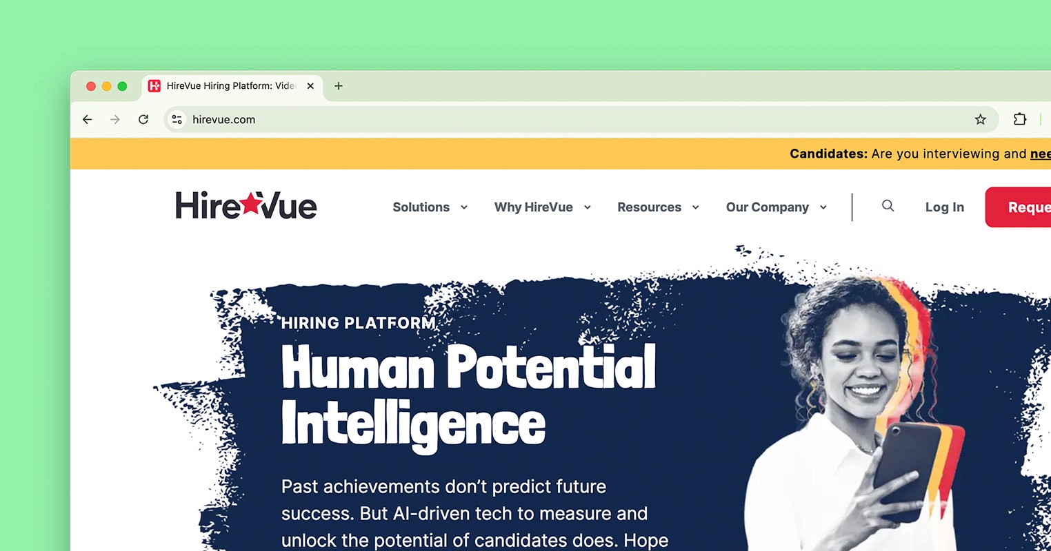 Preview of HireVue website
