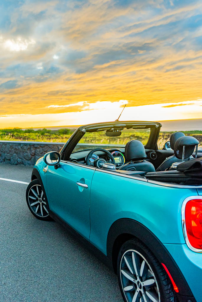 Teal Mini Cooper For Rent In Kona Big Island Hawaii