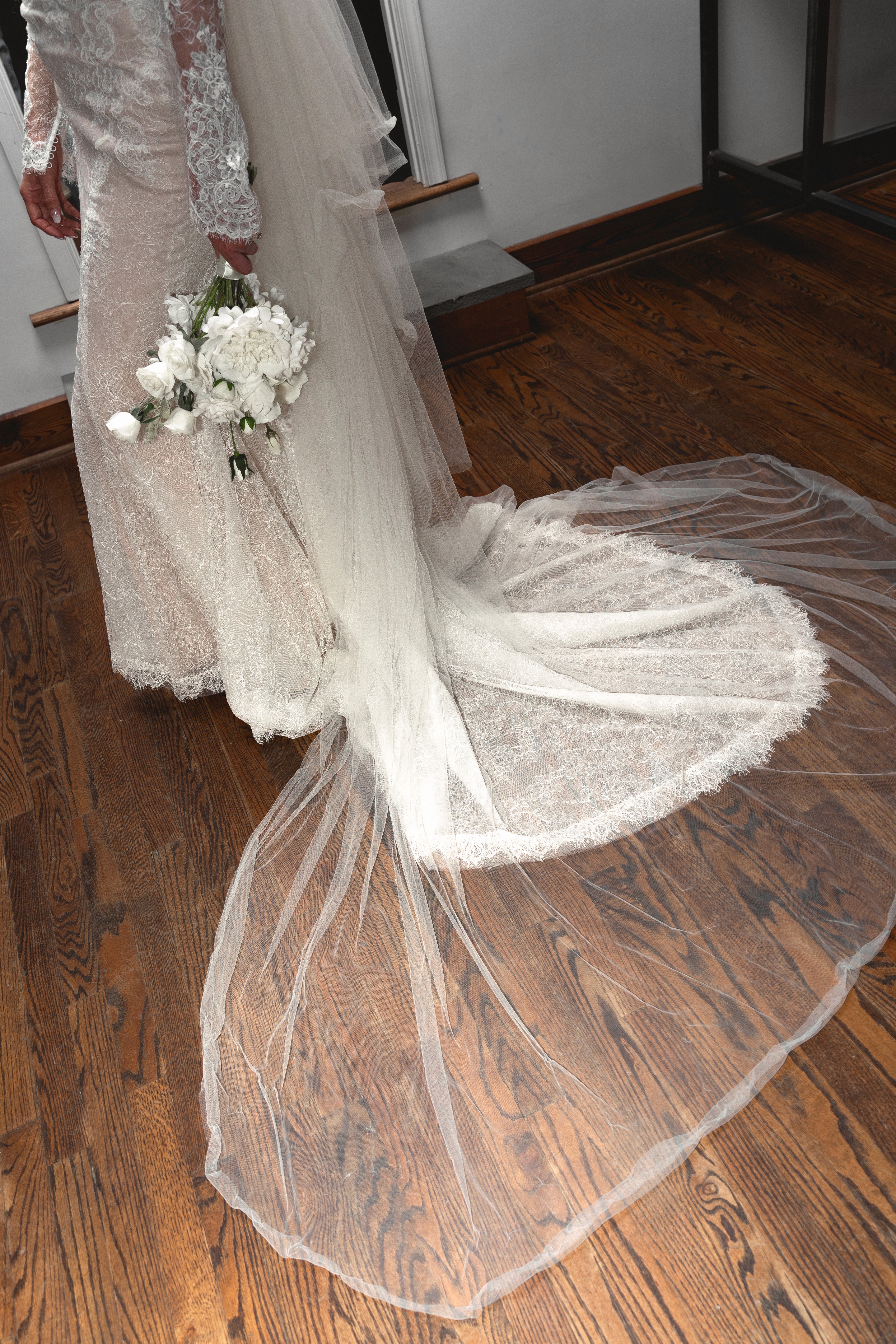 Delicate green foliage and pink flowers.