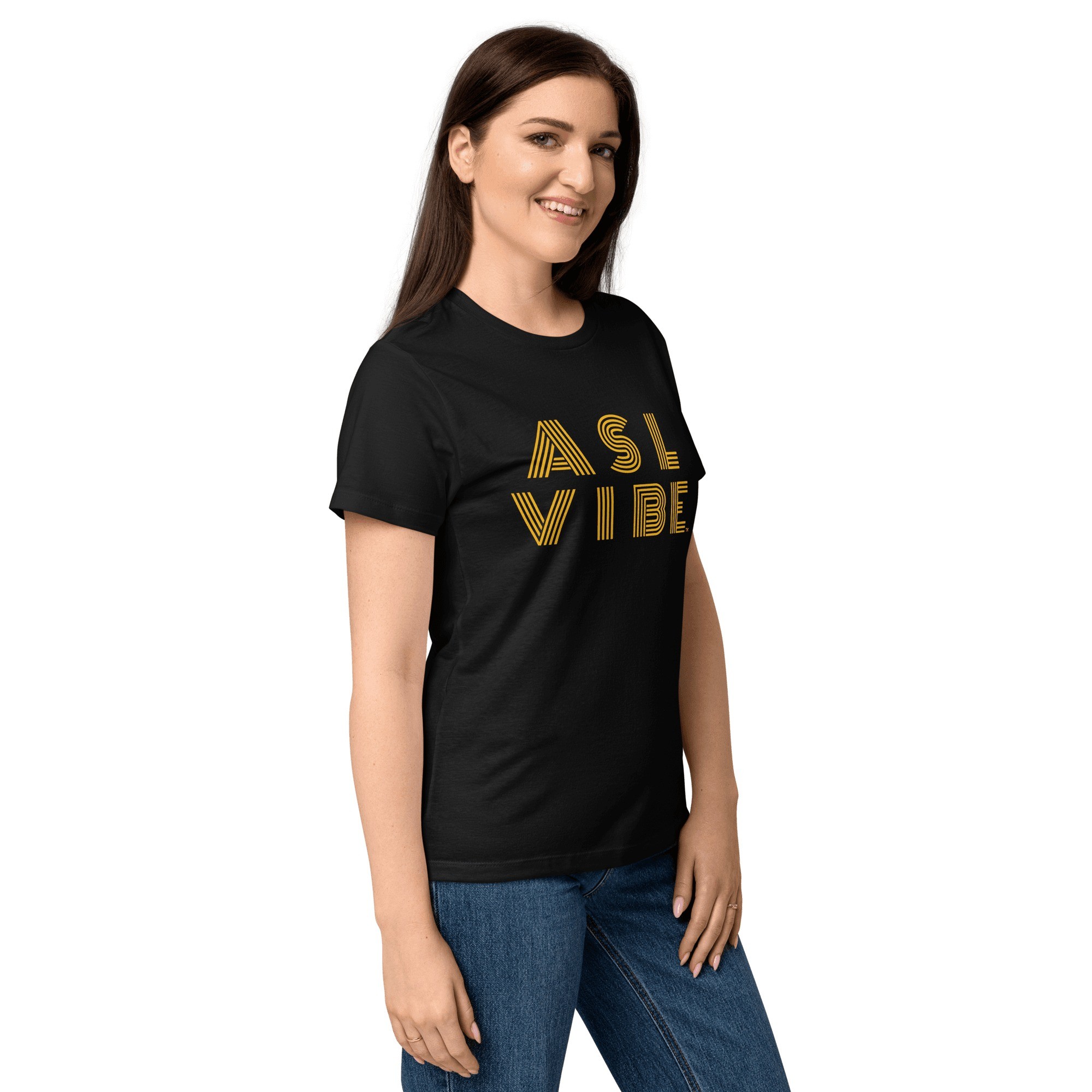 ASL VIBE Women's Classic T-Shirt, worn by a model