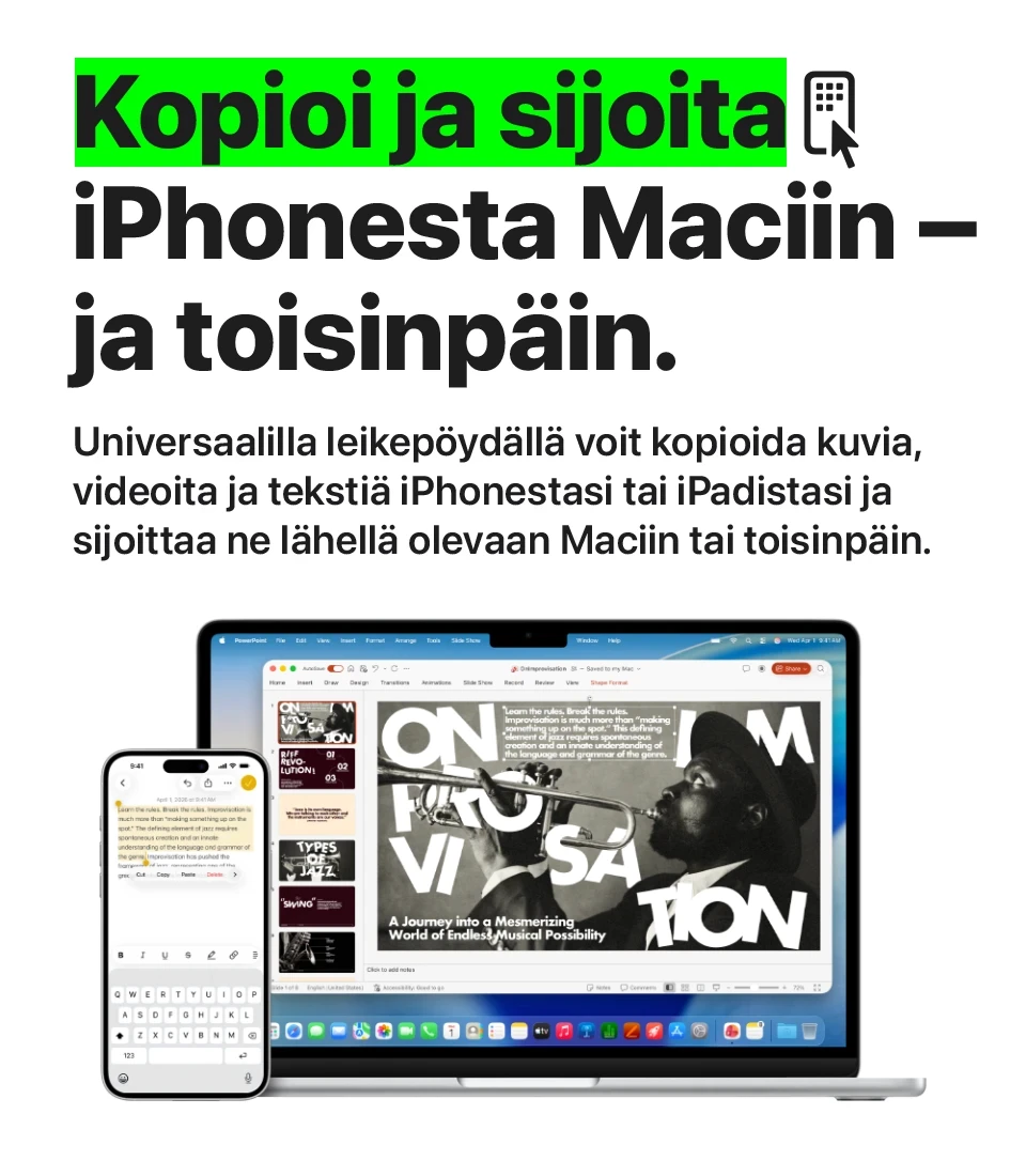 MacBook. Appeja joka oppitunnille.