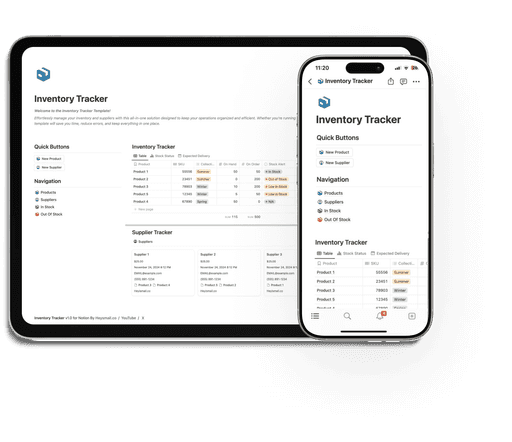 Keep your inventory organized and operations running smoothly with this powerful Inventory Tracker notion template.