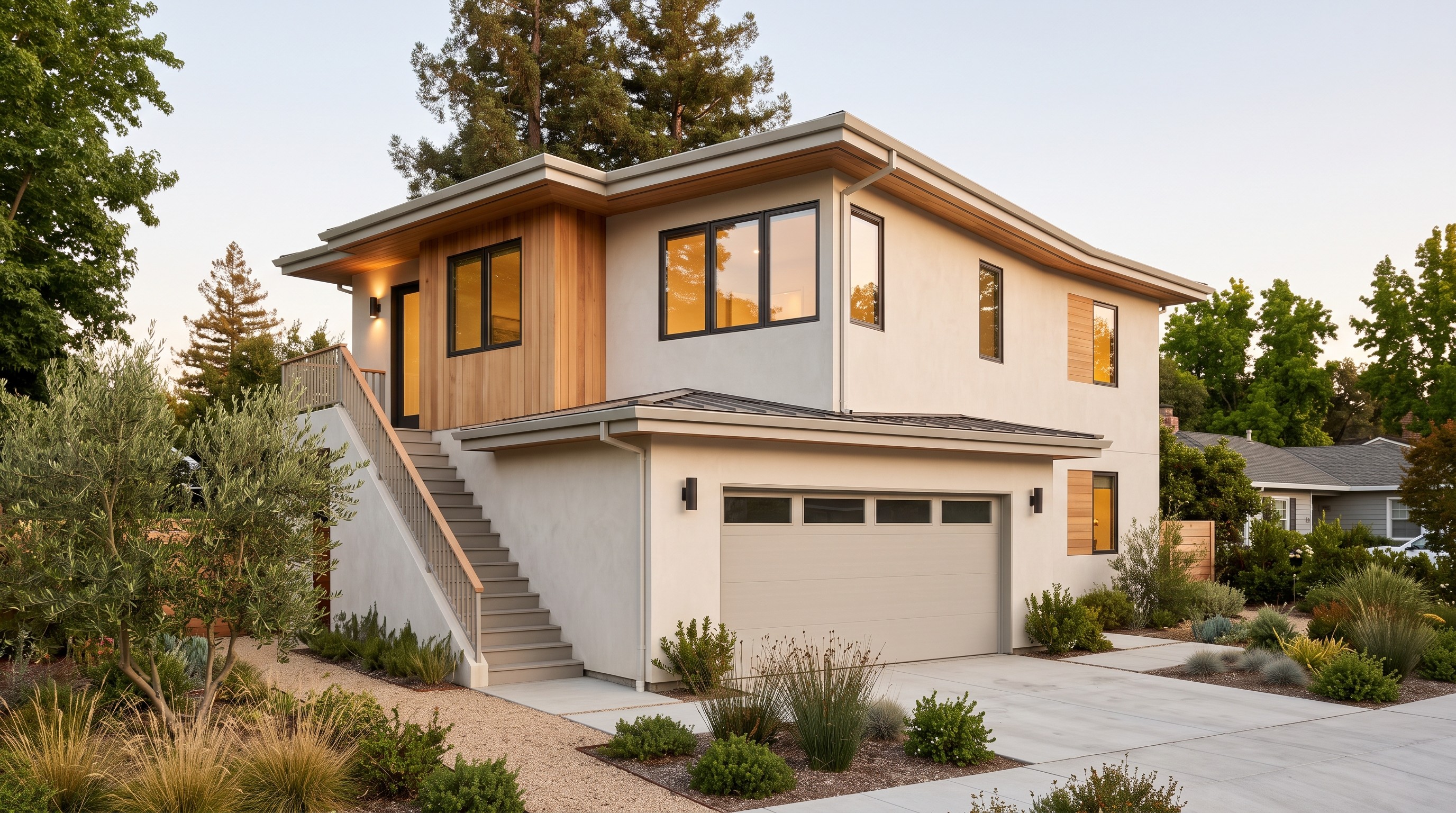 Conceptual building-system strategy for an above-garage ADU; technical details require professional validation.