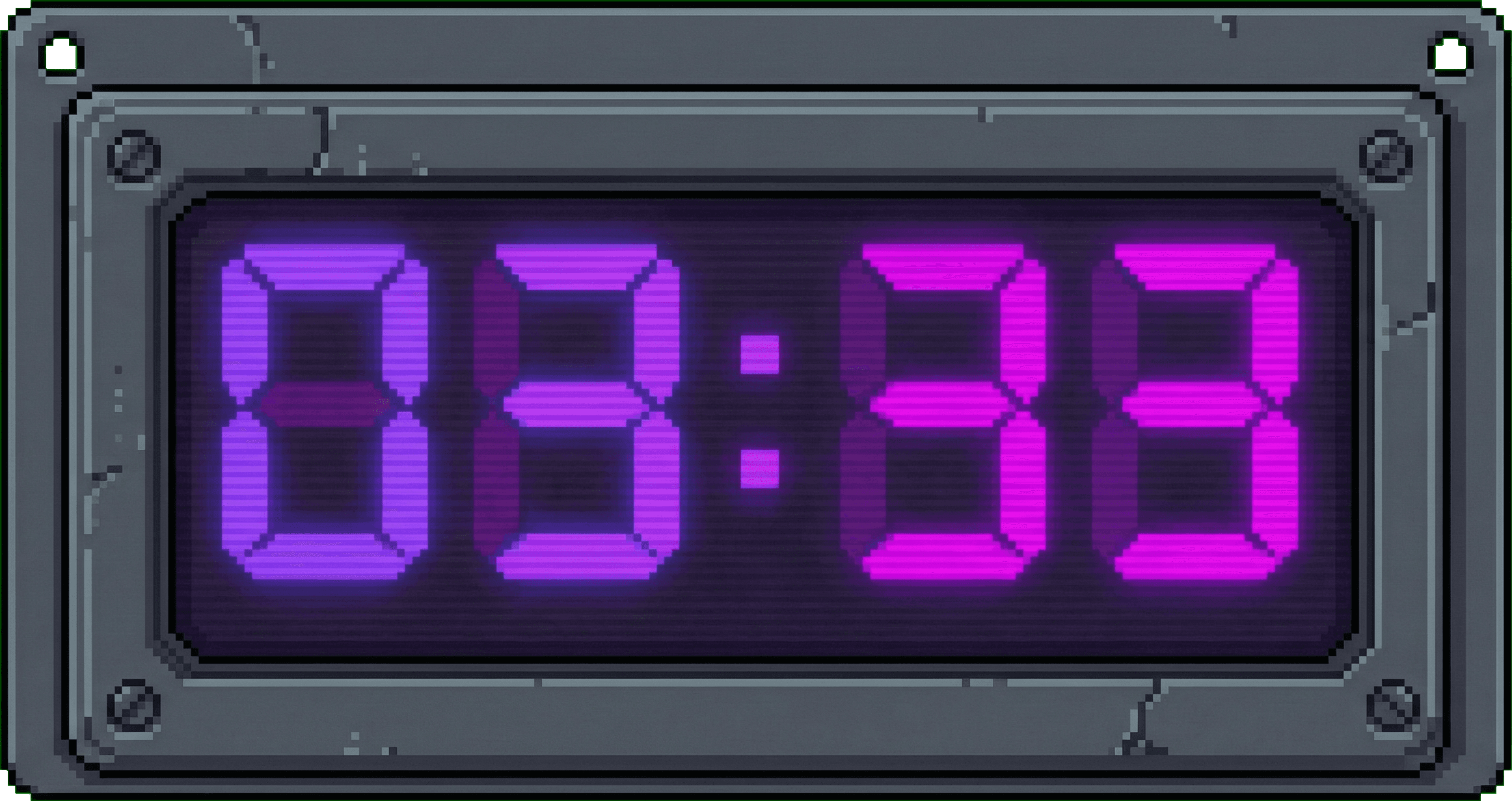 Glitchy, Distorted Clock with green background and binary overlay