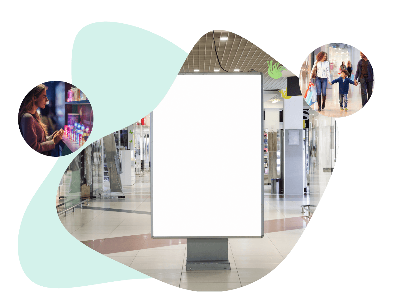Digital advertising display in a shopping mall