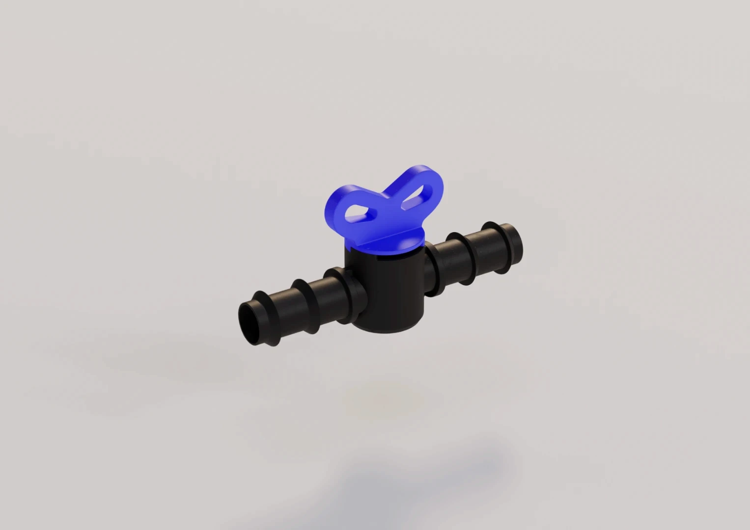 Hidro Canna product render — blue hydroponic tubing connector