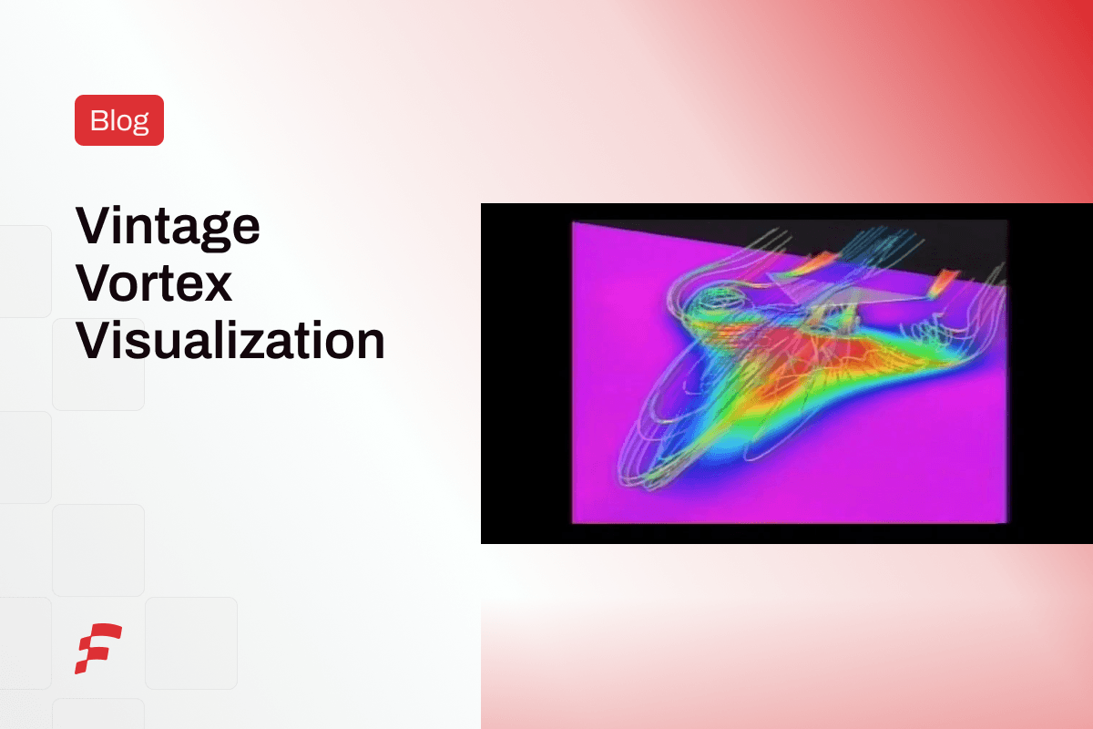 A digital representation of airflow over a large billboard structure in a CFD simulation.