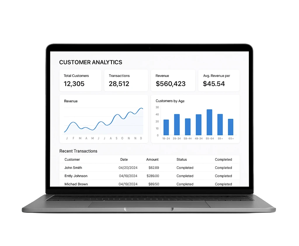 Financial tracking dashboard on a laptop