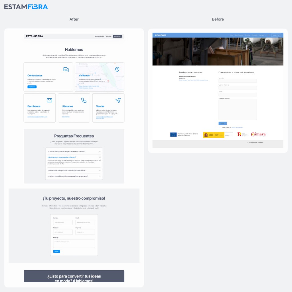 Estamfibra - contact page