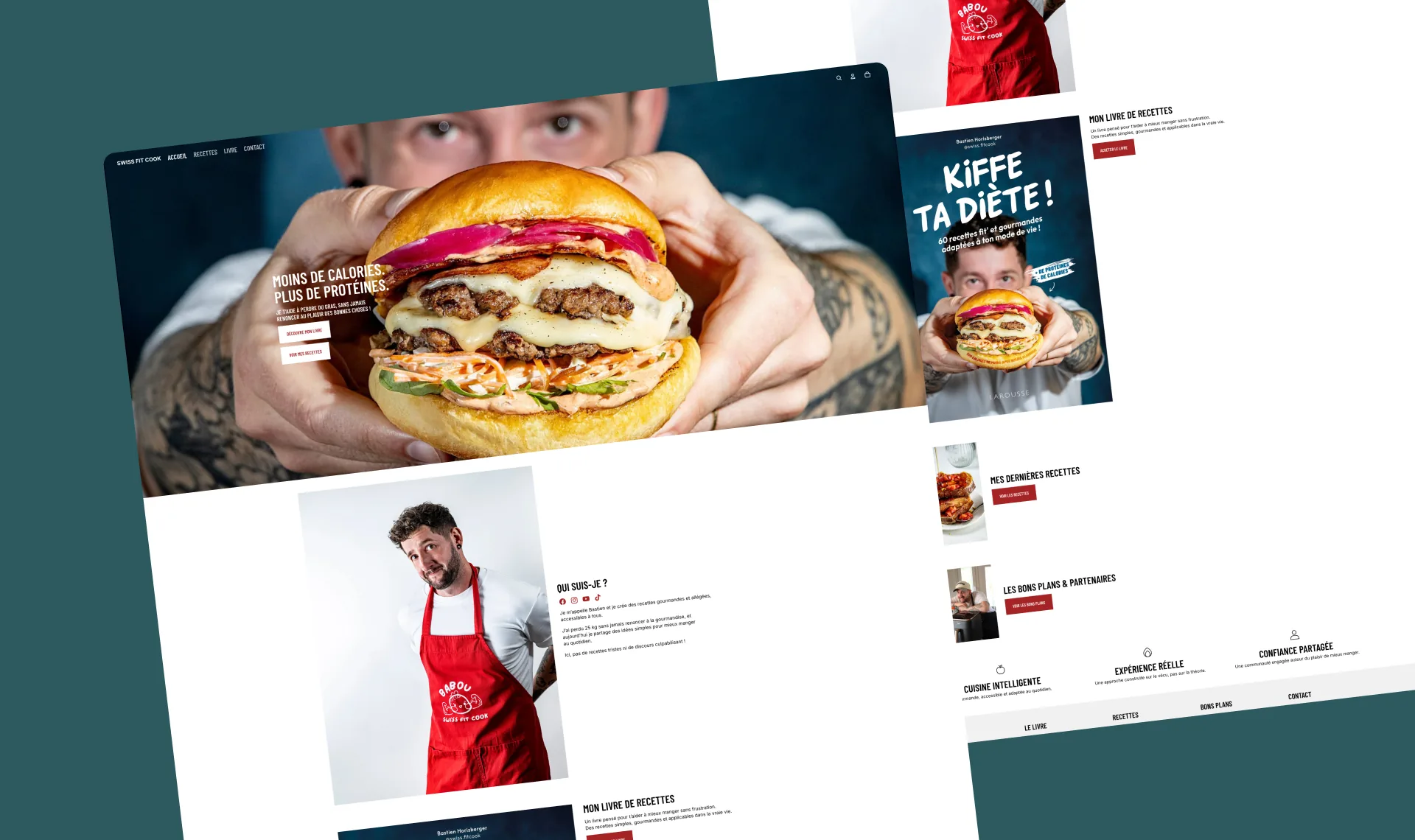 Page recette et application mobile Swiss Fit Cook coté à côte
