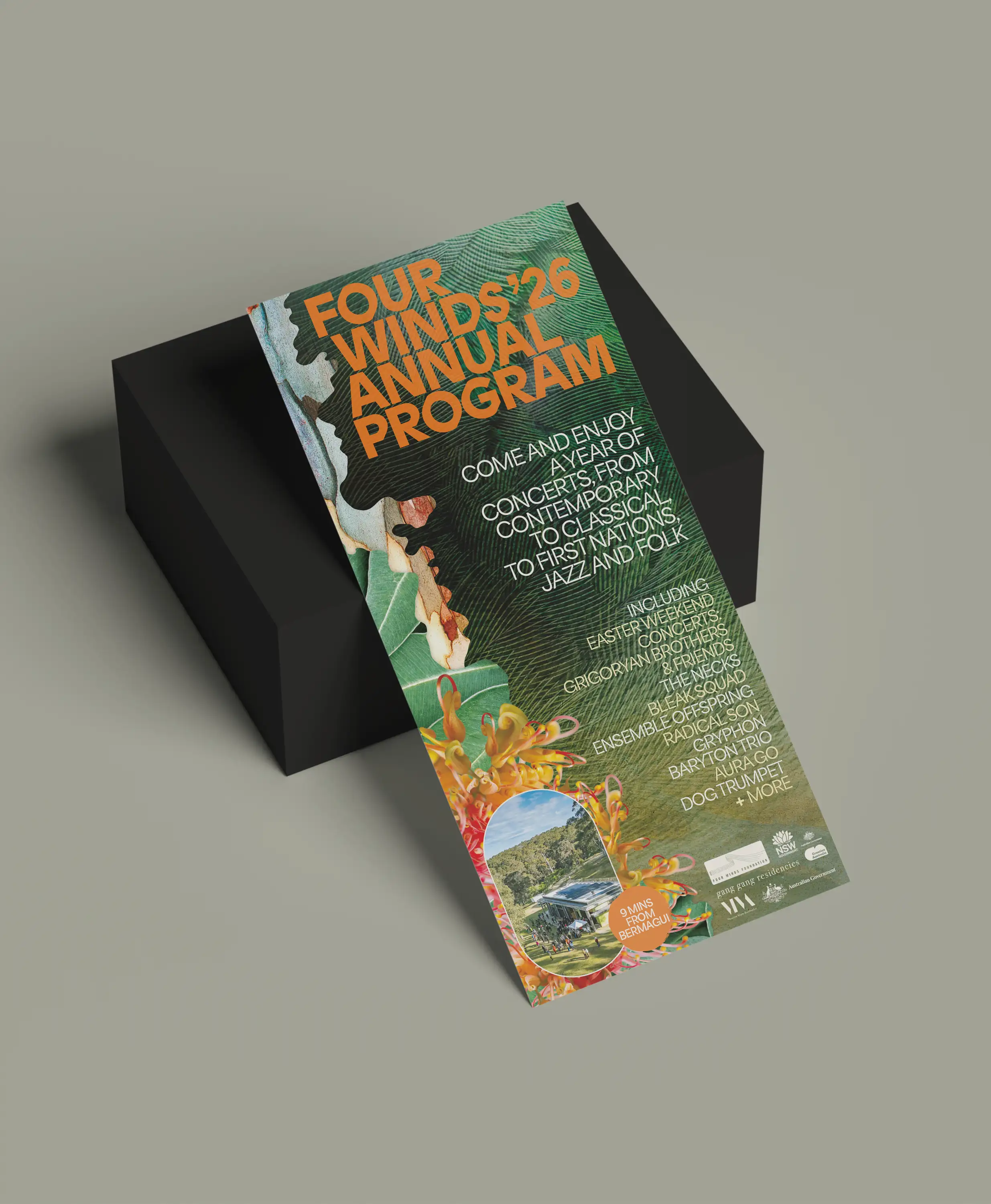 Four Winds program 2025 DL flyer with illustrated hero artwork and brand typography.