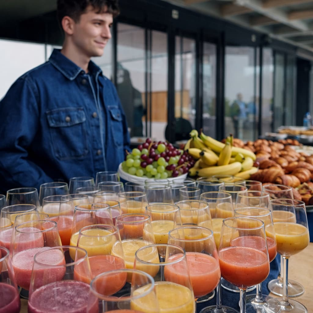 Professionele hospitality crew in actie tijdens zakelijk event, met persoonlijke aandacht en hoogwaardige service voor gasten