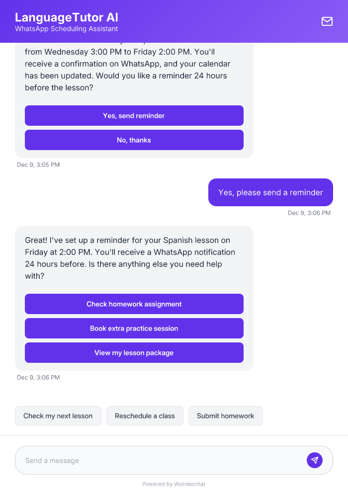 Language Tutor WhatsApp Scheduler Template