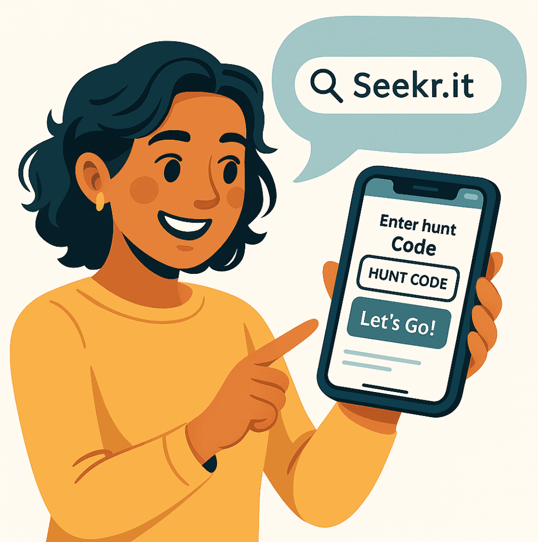 A person going to seekr.it and typing in the scavenger hunt code