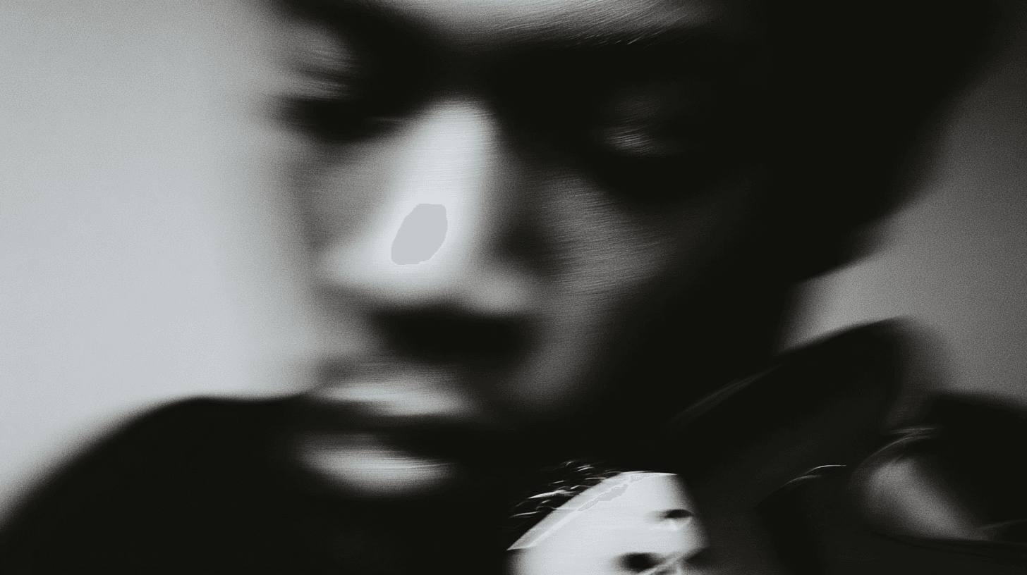 Macro detail of closed eyes in musical ecstasy, Synthetic skin texture realism, Raw emotional capture, AI Visual Director output, Engineered by Aventi