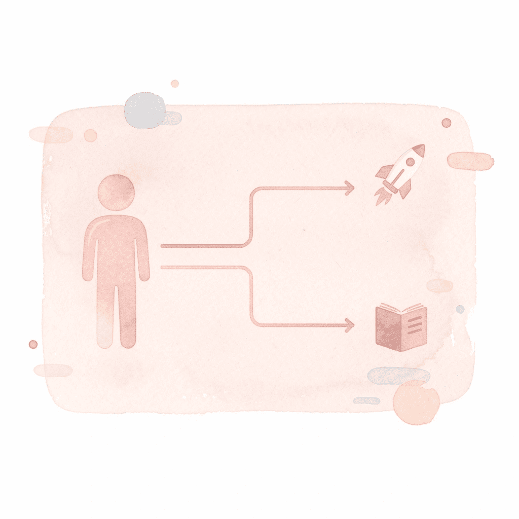Clock icon splitting into two paths representing different prep approaches