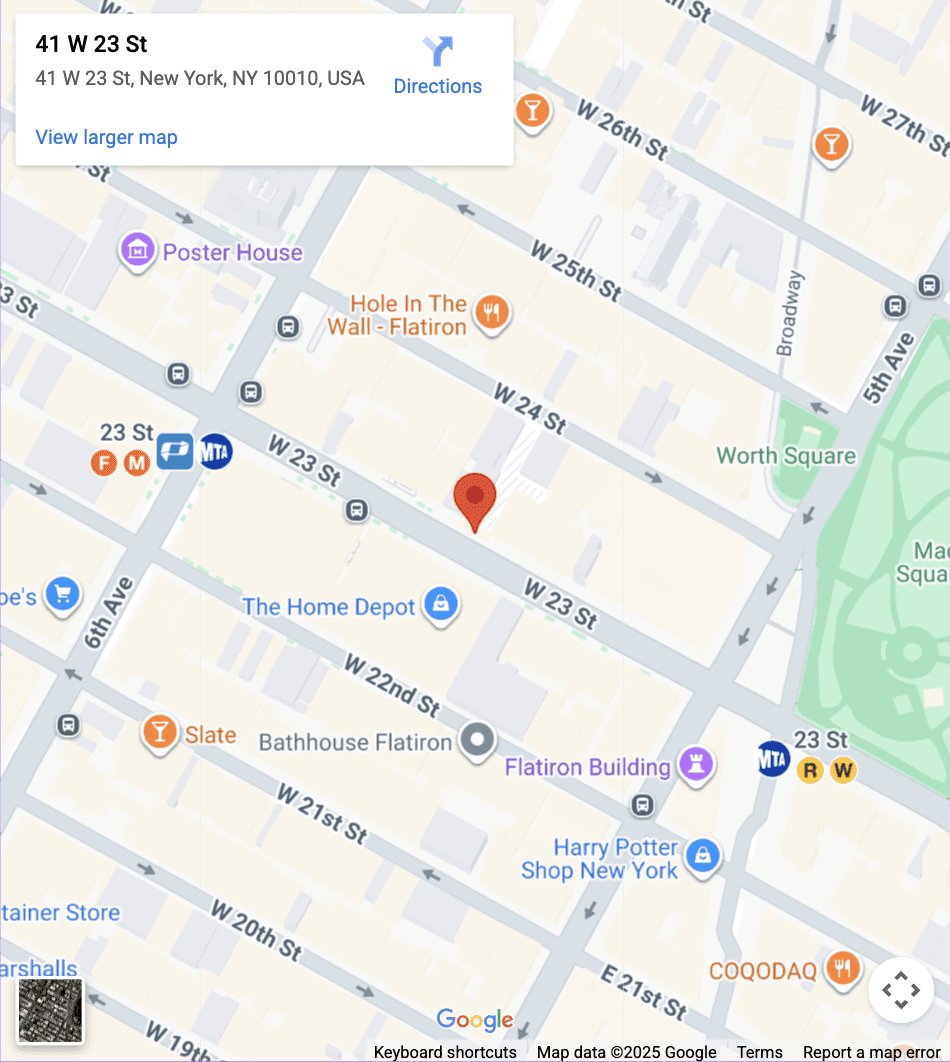 Map preview of 41 W 23rd St, New York, NY 10010