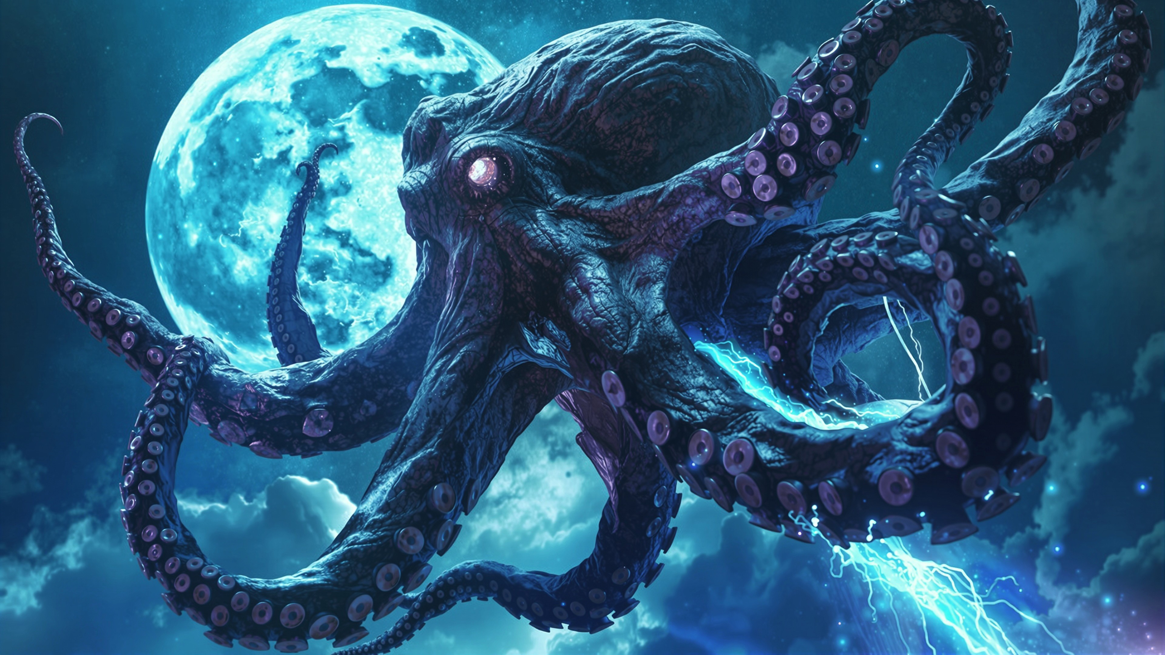 Fantasy sea creature rising near Afrofuturist cityscape, blending surreal and mythic