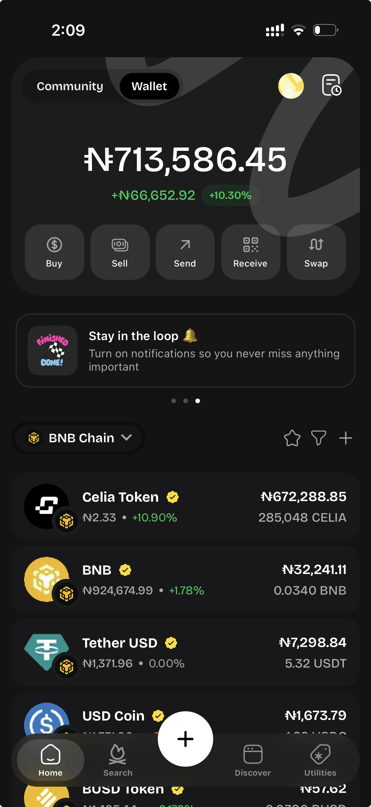 Banking app interface with $10,50,000 balance, a pink Mastercard debit card, and icons for payments and Recent Activity.