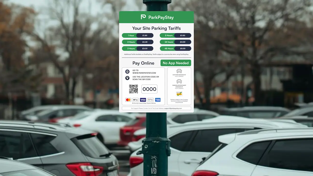 picture of a parkpaystay sign in a car park