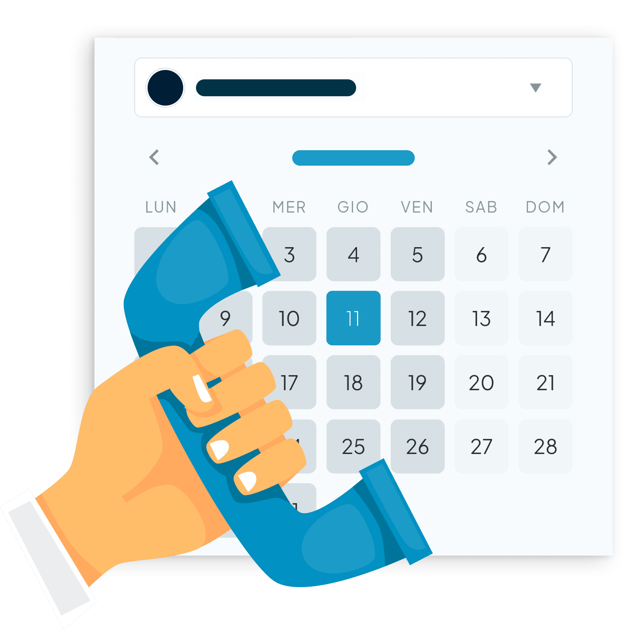 Interfaccia di prenotazione appuntamenti con consulente dedicato di Fluida, evidenziando il numero di telefono riservato e il calendario per le sessioni di supporto.