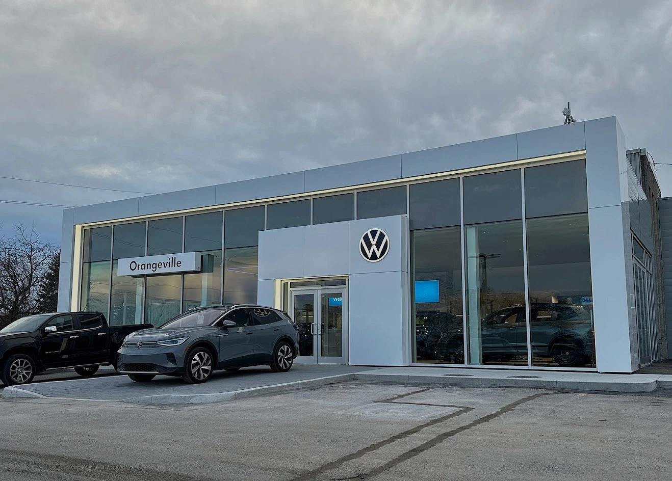 Commercial Volkswagen dealership construction and exterior renovation project