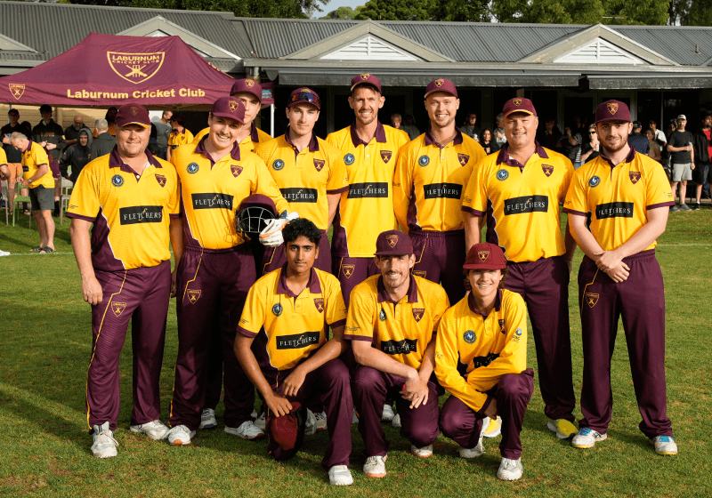 Cricket team posing for a photo