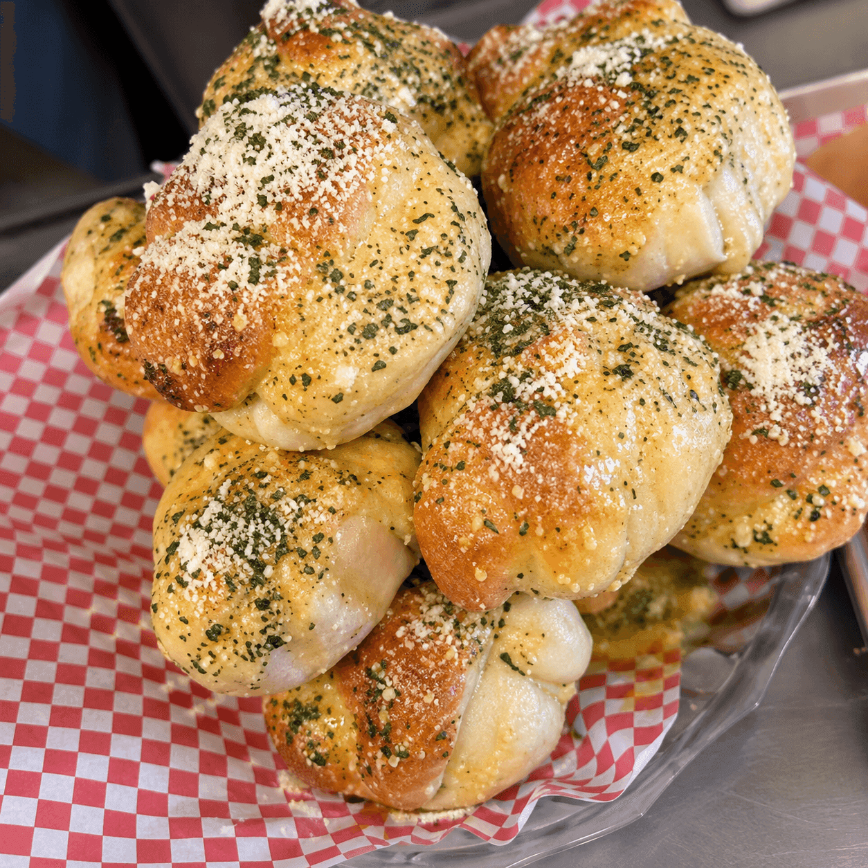 Garlic knots with parmesan and parsley