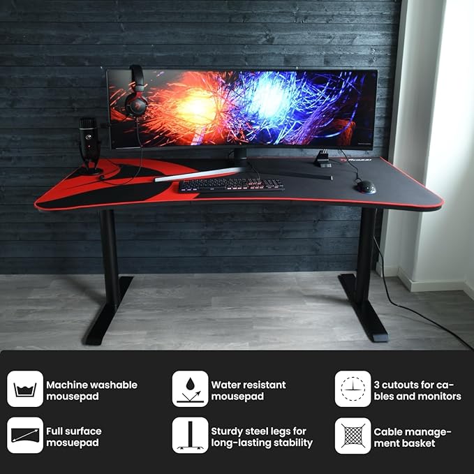 Enjoy a seamless blend of form and function with the arozzi gaming desk, tailored for you.