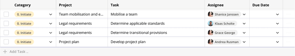 CSRD Suite Software task list
