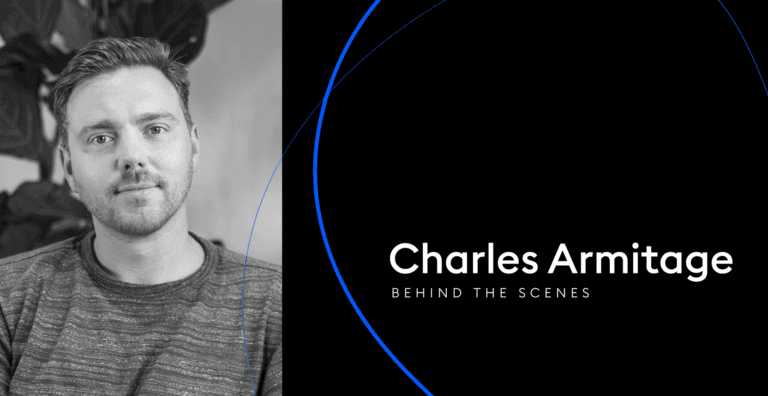 Portrait of Charles Armitage with text “Behind the scenes.”