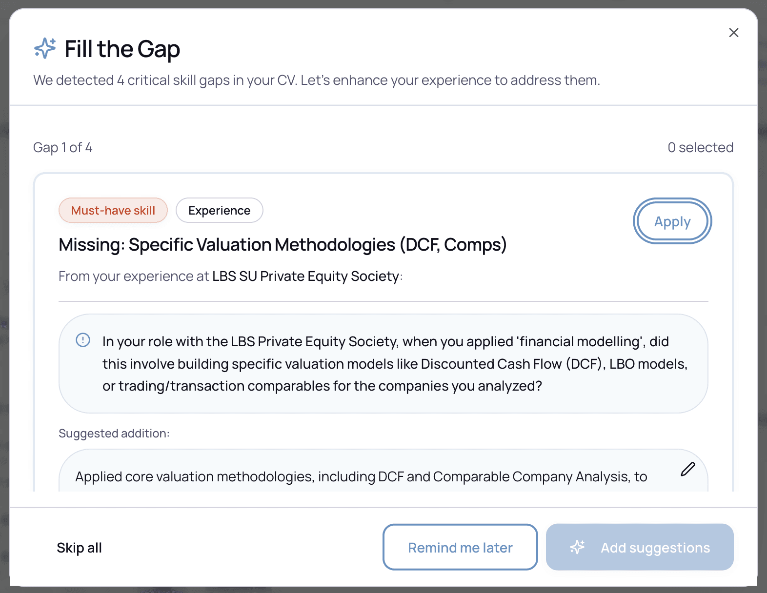 An image of Freelio's budget ui