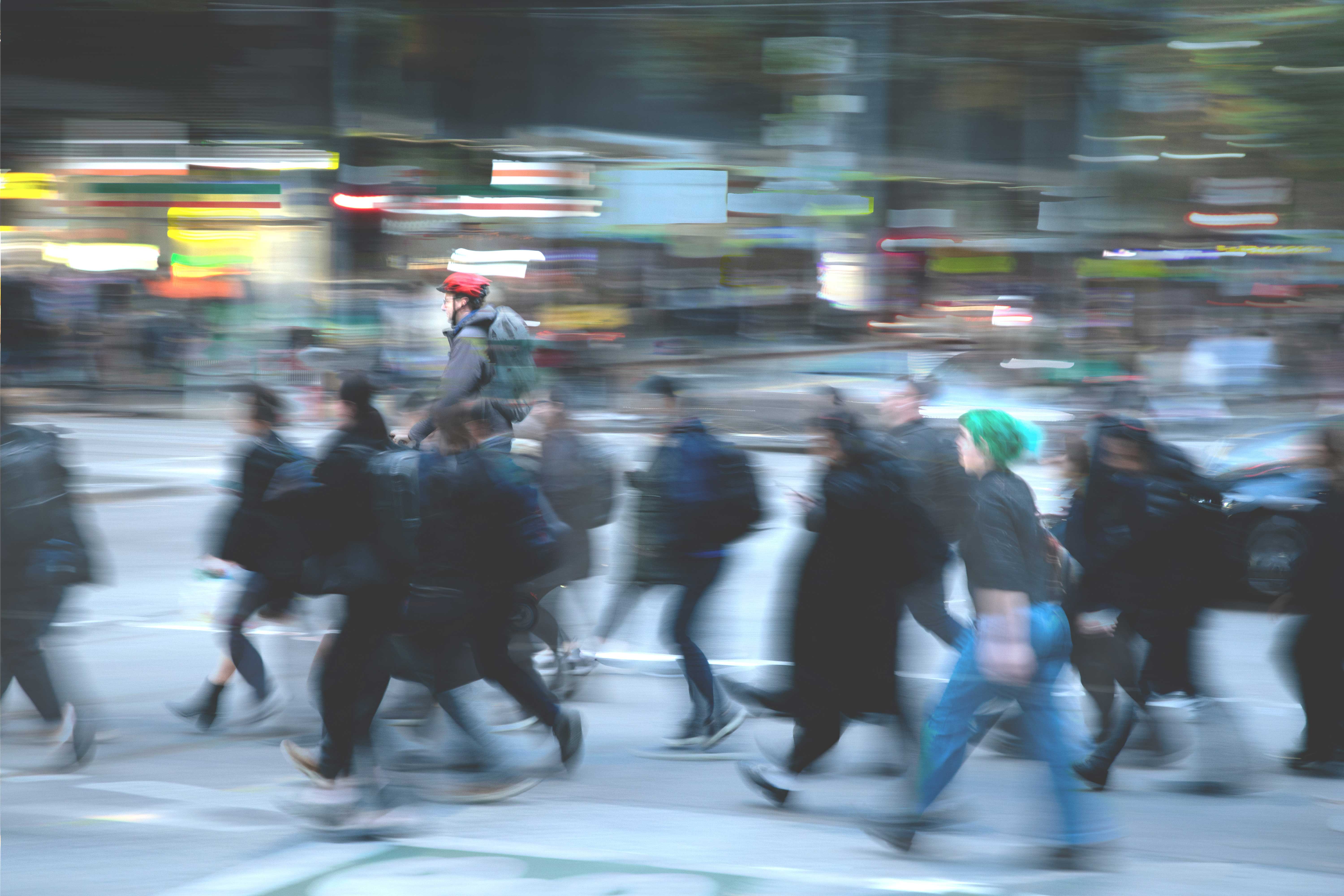Photo of a busy crossing blurry