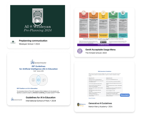 Image of different AI policies you can find in our AI policy library