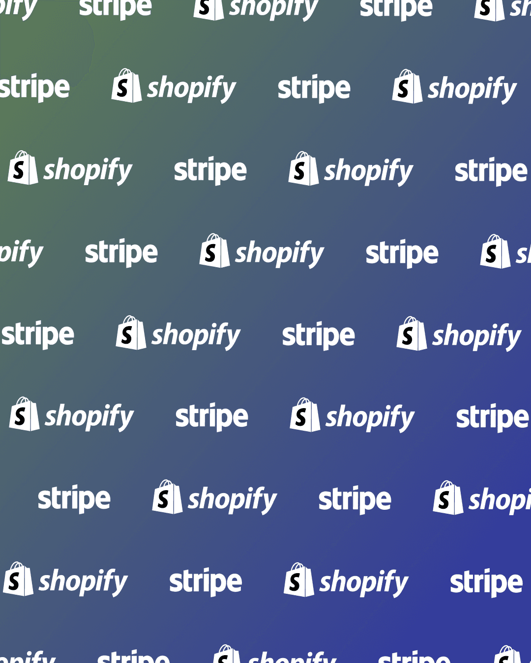 Shopify and Stripe Logos stacked as a wall graphic