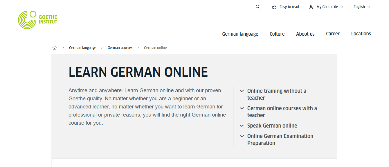 Goethe-Institut Online Courses