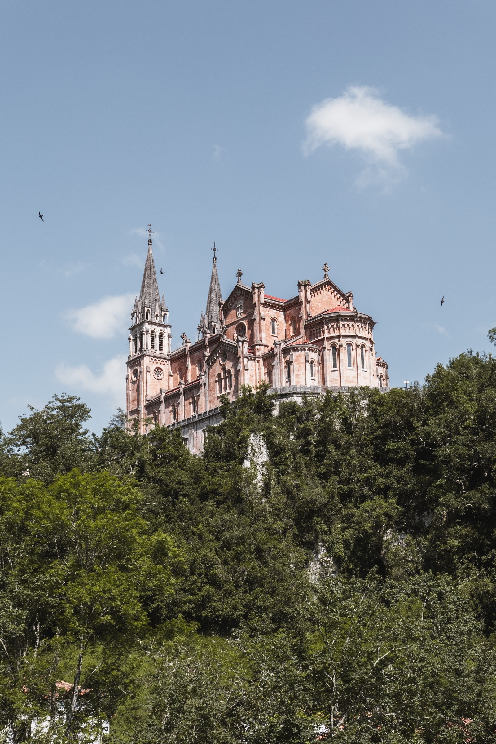 TRAVEL · A hilltop church above the trees.