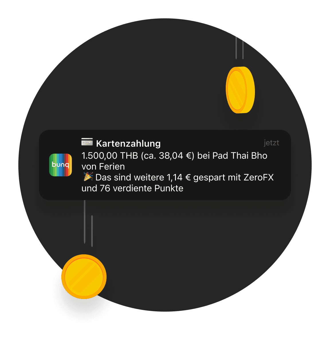 Screenshot eines Tweets mit Text über ein aktuelles Ereignis, mit runden Grafiken auf einem dunklen Hintergrund.