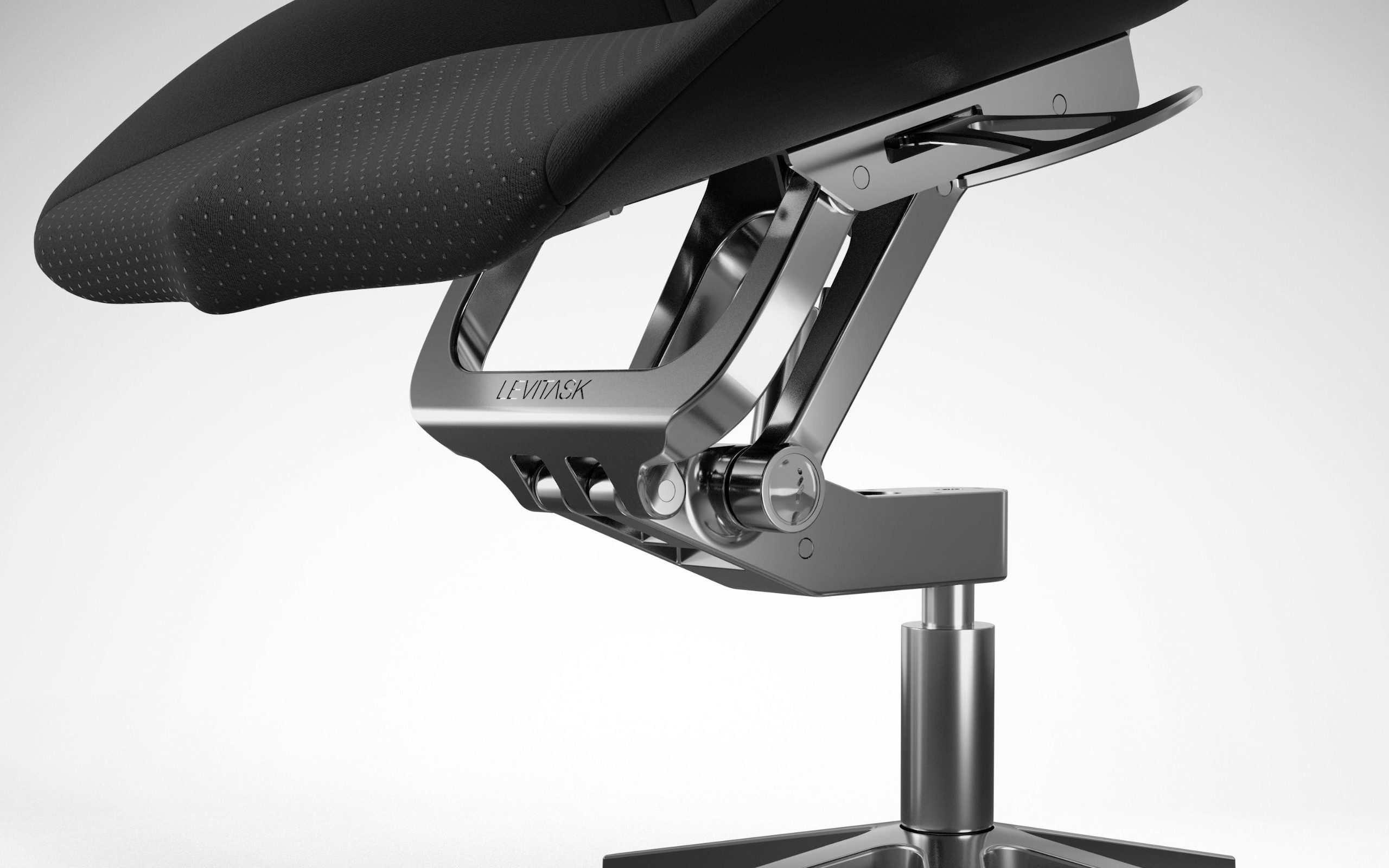Detailed view of the patented T-Mech Mechanism that makes Elevated Seating possible