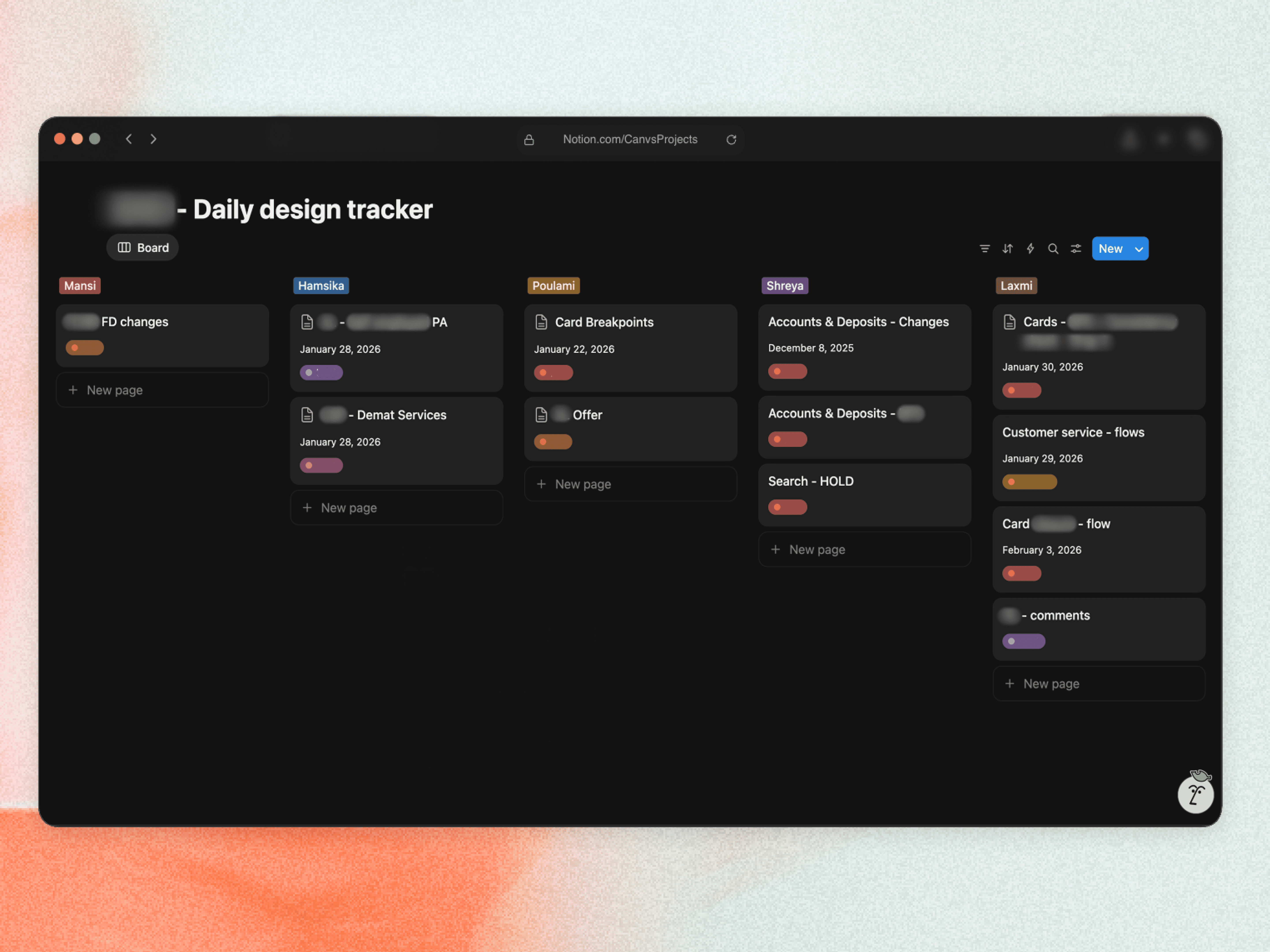 Documentation of the various requirements and inputs for a particular project