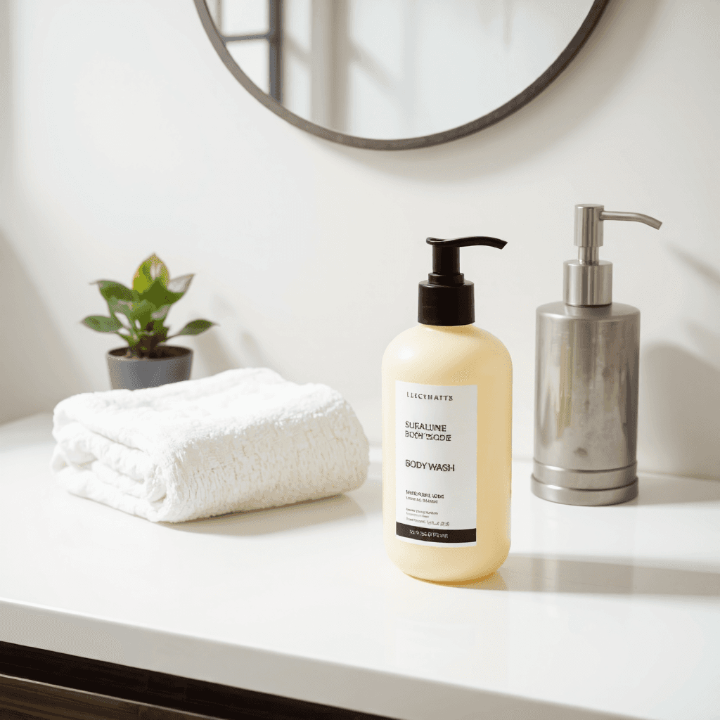 product photography of bottle of body wash