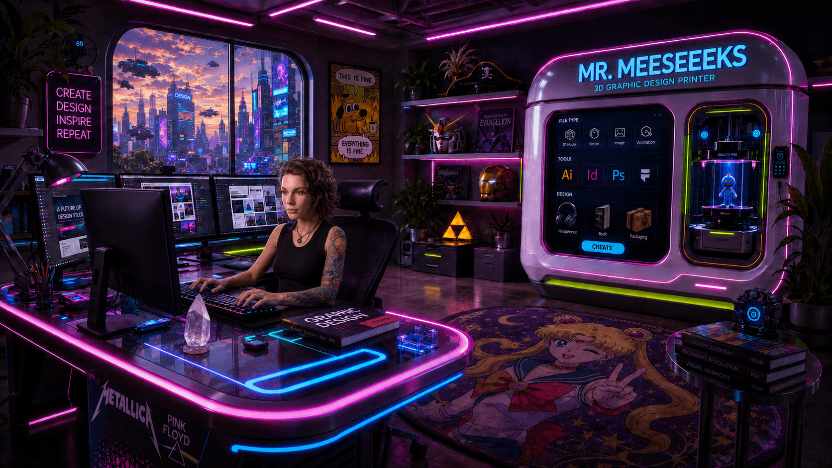 Cyberpunk studio scene