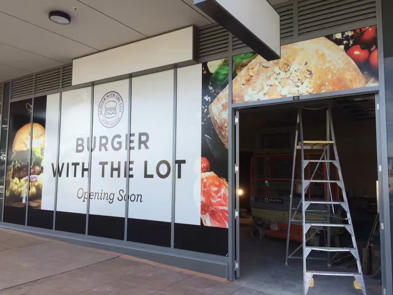 Old Progress Picture of Burger With the Lot Shop Front | Hospitality Fit-Out in Amaroo ACT by Recon Projects