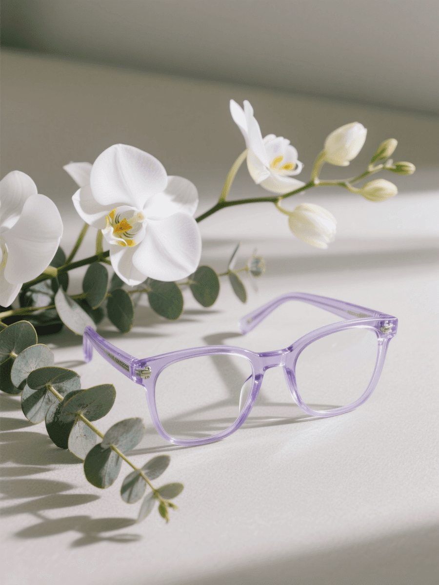 transparent purple frame sunglasses